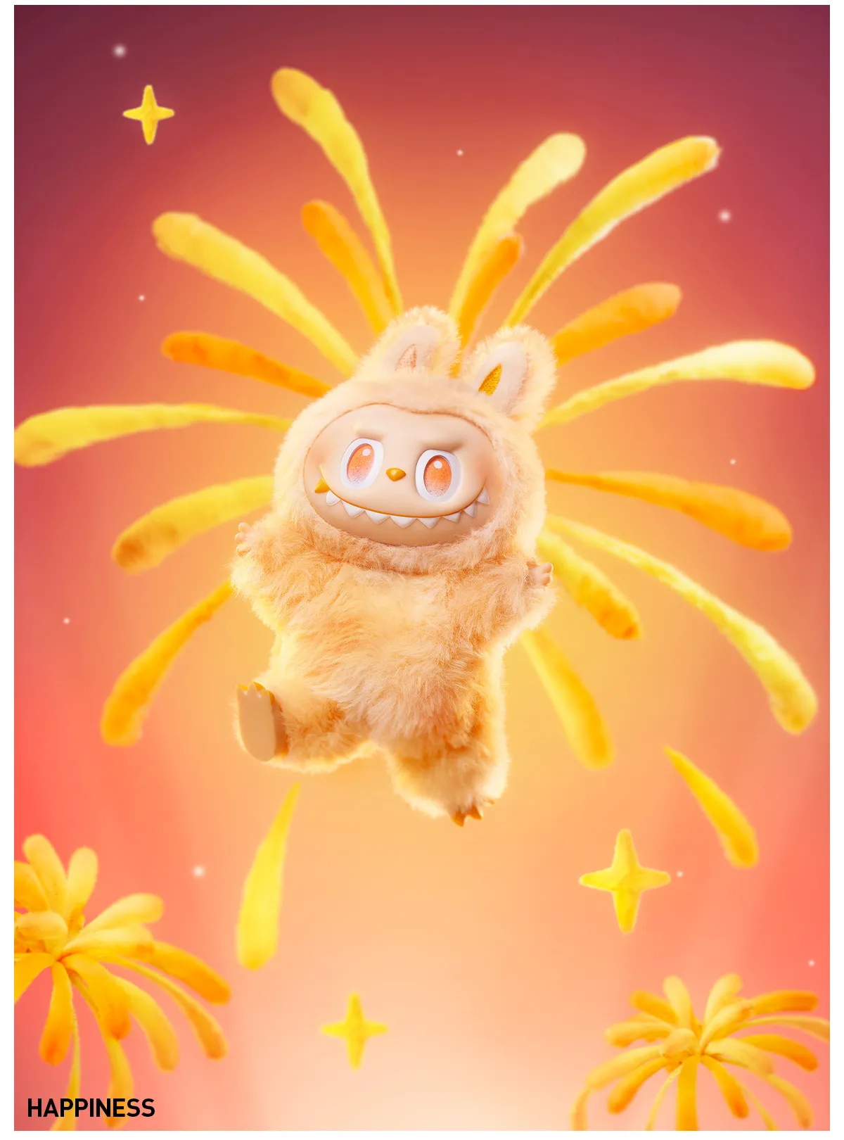 Pop Mart Labubu The Monsters Big Into Energy Happiness (Orange) vinyl plush keychain collectible figure – adorable Labubu pendant toy