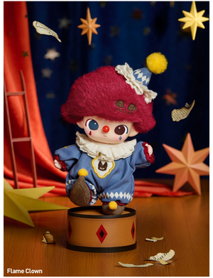POP MART Why So Serious vinyl plush pendant — Flame Clown in blue suit, 16 cm bag charm