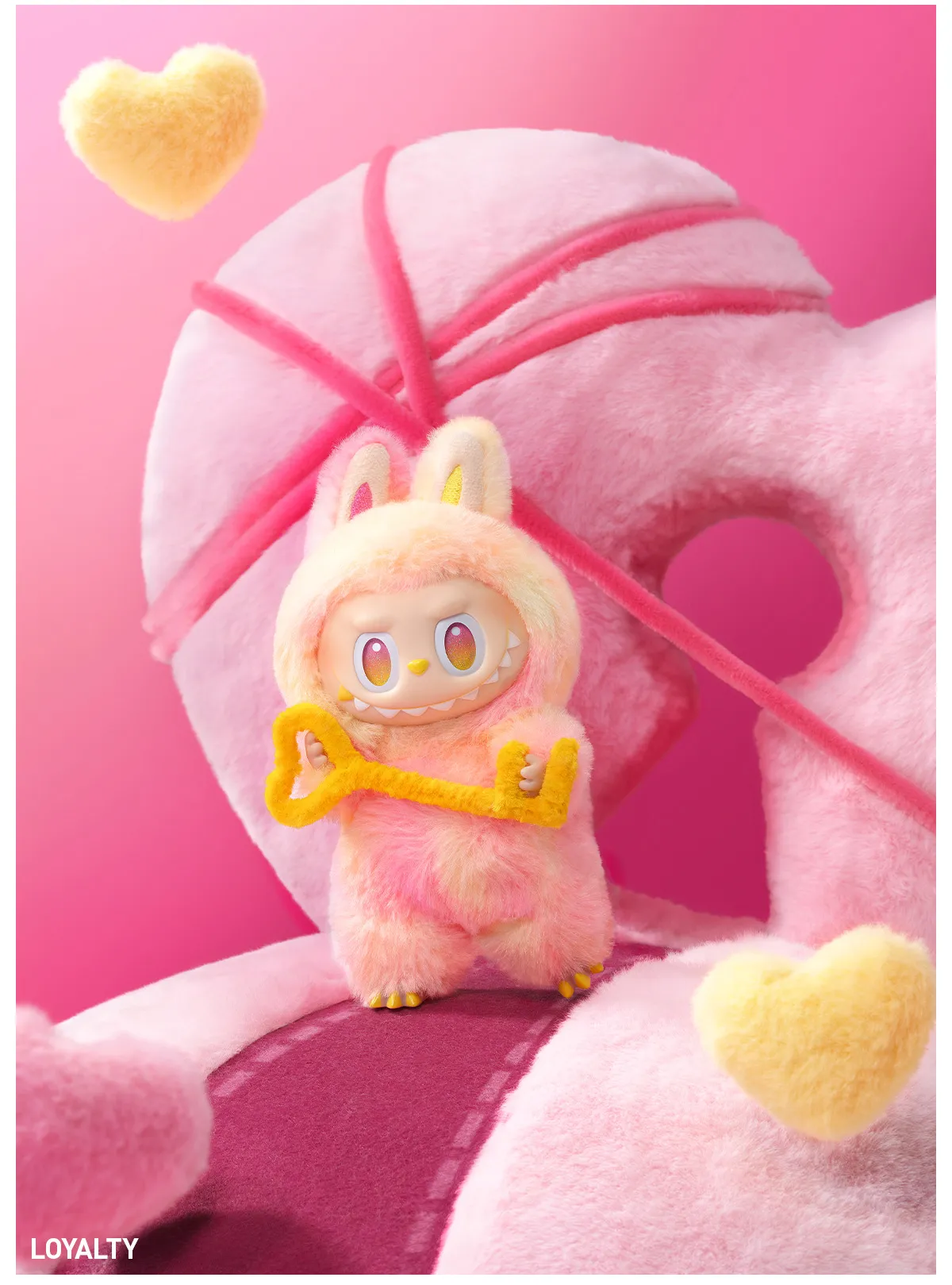 Pop Mart Labubu The Monsters Big Into Energy Loyalty (Orangey Pink) vinyl plush keychain collectible figure – cute Labubu pendant toy